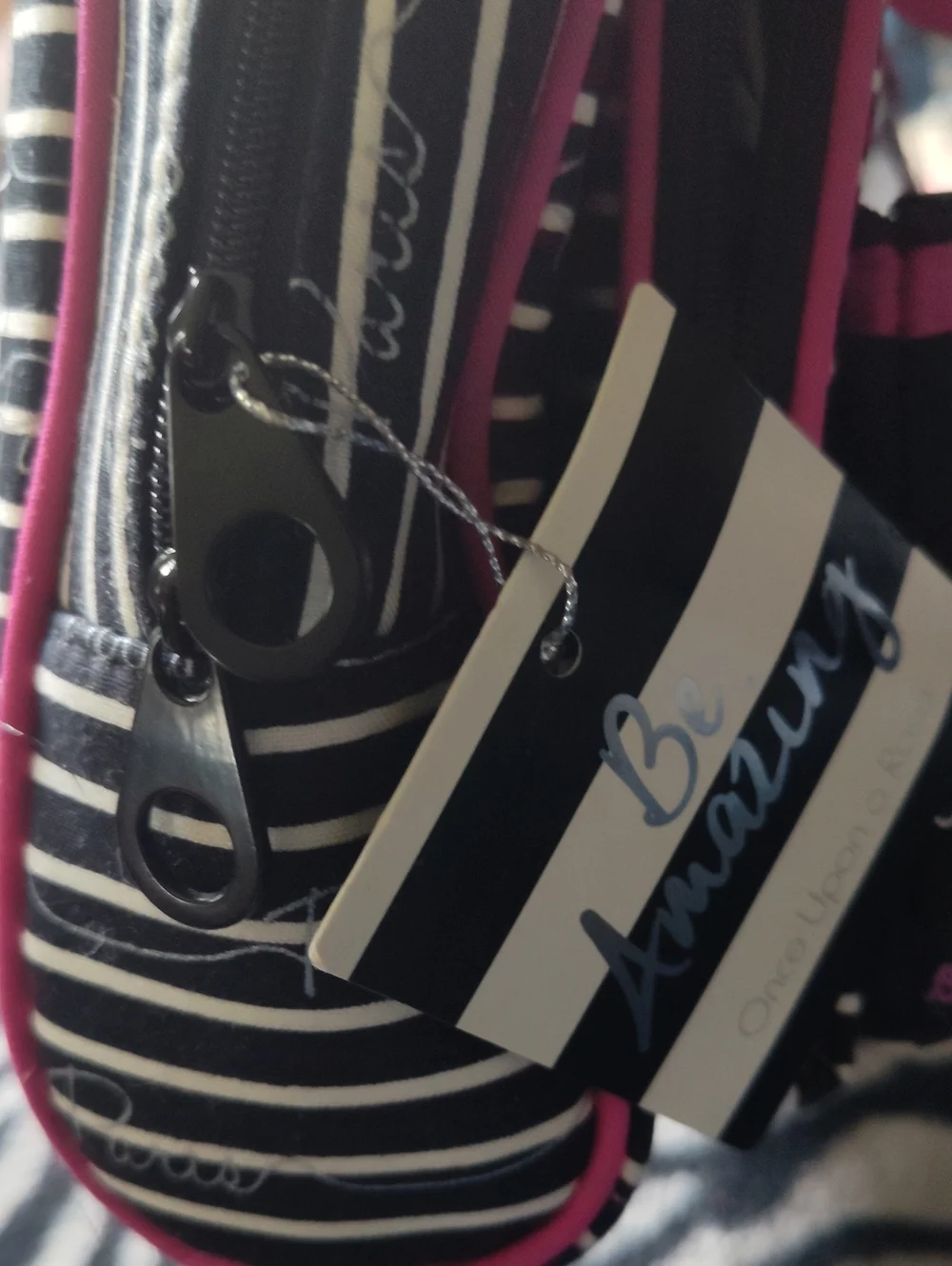 Black and Hot Pink 'J'adore Paris' Women's Cosmetic Bag Set
